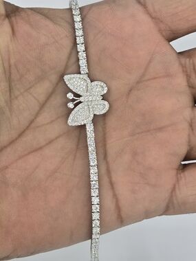 925 Sterling Silver Moissanite Diamond Butterfly Bracelet For Women